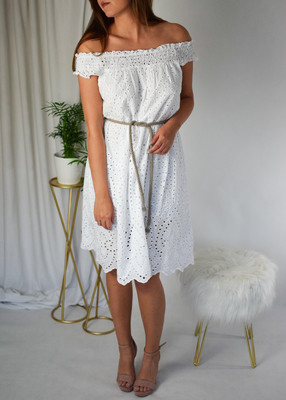 Sukienka ażurowa FIONA biel