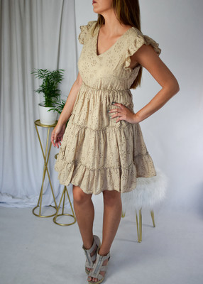 Sukienka ażurowa CARTE beż