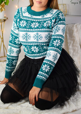 Sweter świąteczny SNOWFLAKE szmaragd
