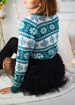 Sweter świąteczny SNOWFLAKE szmaragd