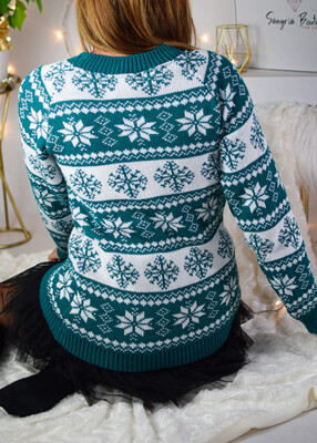 Sweter świąteczny SNOWFLAKE szmaragd