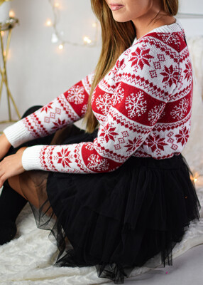 Sweter SNOWFLAKE biel/czerwień