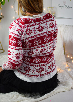 Sweter SNOWFLAKE biel/czerwień