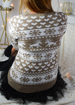 Sweter świąteczny HEART mokka