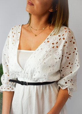 Sukienka ażurowa MOLY ecru